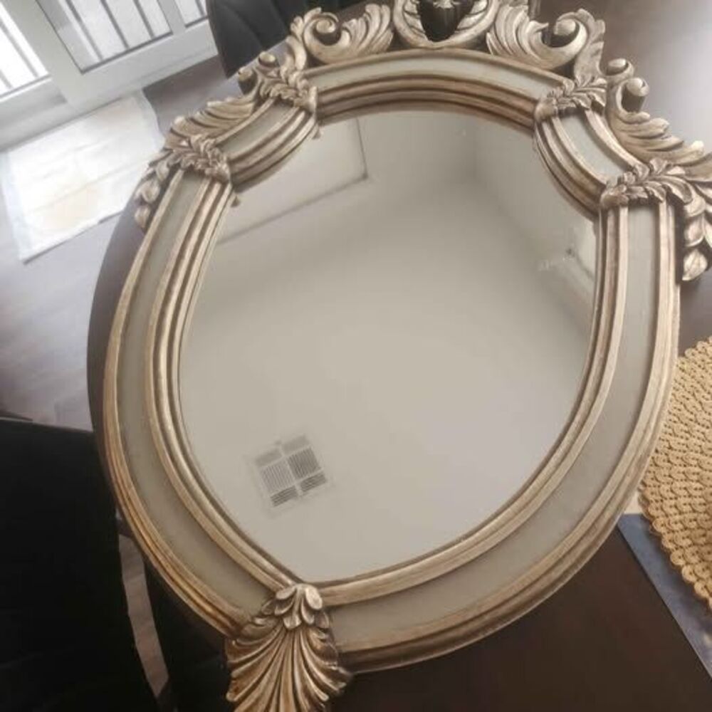 Antique Gold Ornate Oval Wall Mirror